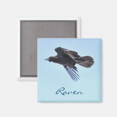 Flying Raven in Blue Sky HDR Foto Design Magnet (Vorderseite/Rückseite)