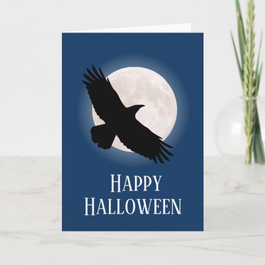 Flying raven mit dem Mond dahinter Karte (Vorderseite)