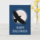 Flying raven mit dem Mond dahinter Karte (Gelbe Blume)