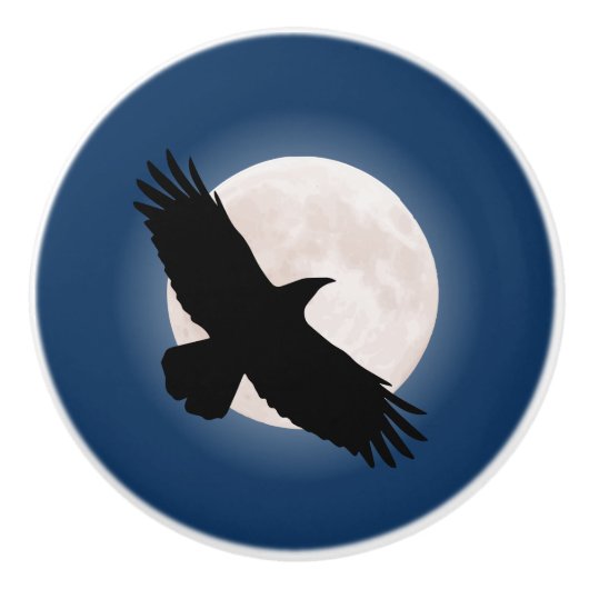 Flying raven mit dem Mond dahinter Keramikknauf (Vorderseite)