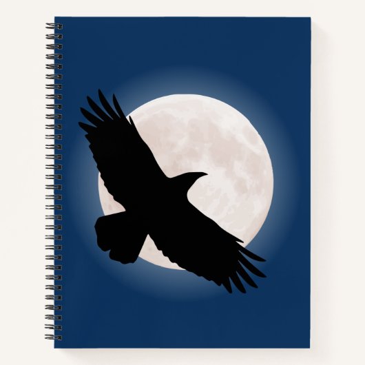 Flying raven mit dem Mond dahinter Notizblock (Vorderseite)