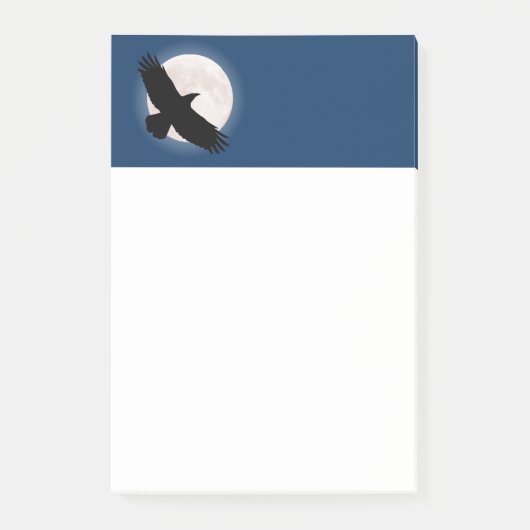 Flying raven mit dem Mond dahinter Post-it Klebezettel (Vorderseite)