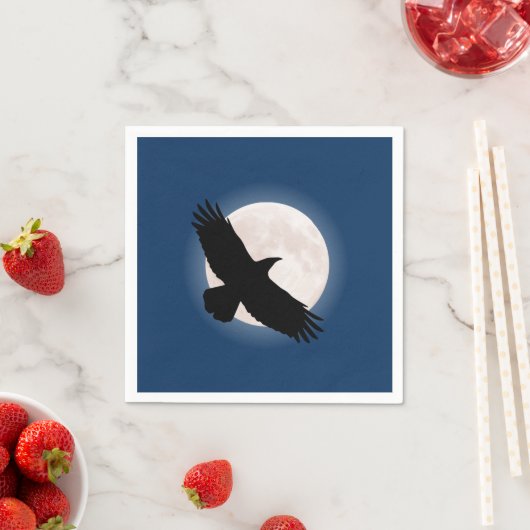 Flying raven mit dem Mond dahinter Serviette (Beispiel)