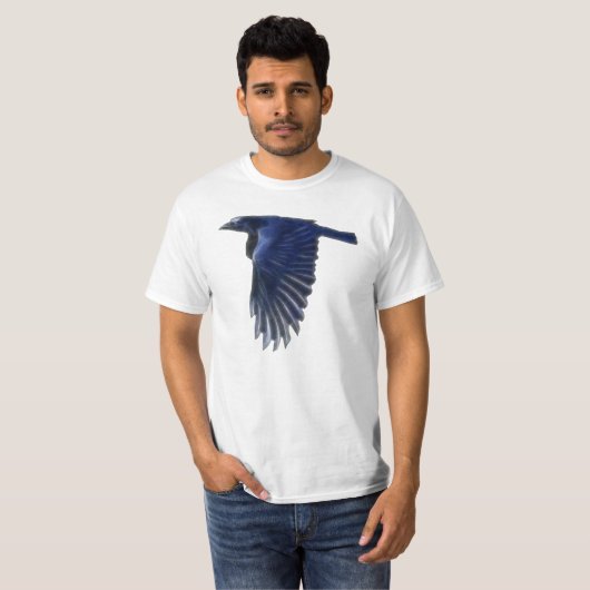Flying Raven Wildlife Art Value Shirt (Vorne ganz)