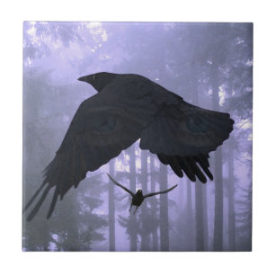 Flying Ravens, Forest & Eerie Eyes Fliese