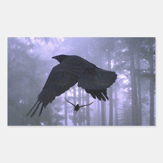 Flying Ravens, Forest & Eerie Eyes Rechteckiger Aufkleber (Vorderseite)
