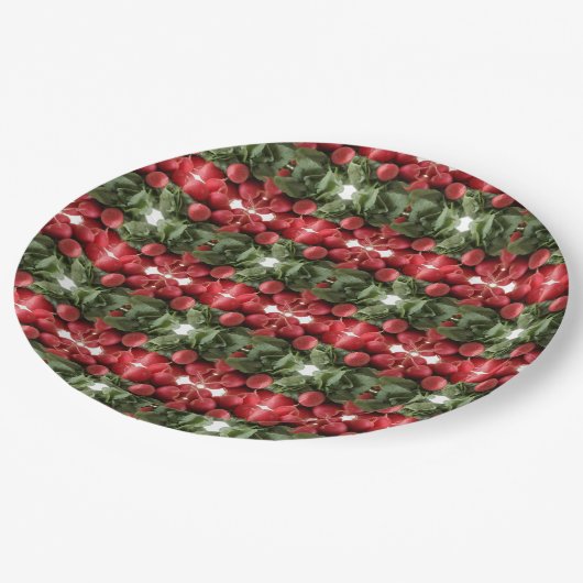 Flying Red Radish Bunch Pappteller (Schrägansicht)