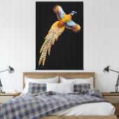 Flying Reeves Pheasant Wrapped Canvas Leinwanddruck (Insitu (Schlafzimmer))