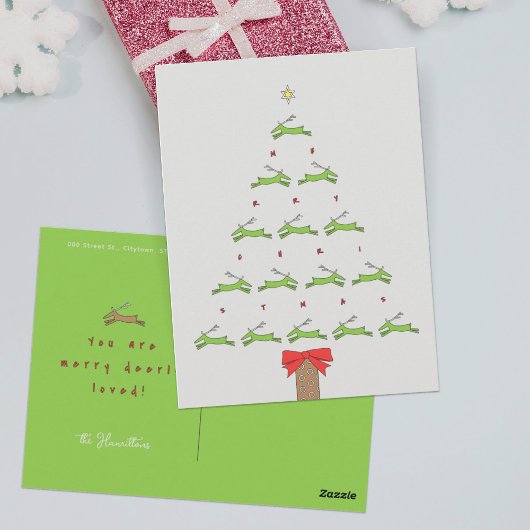 FLYING REINDEER CHRISTMAS POSTKARTE