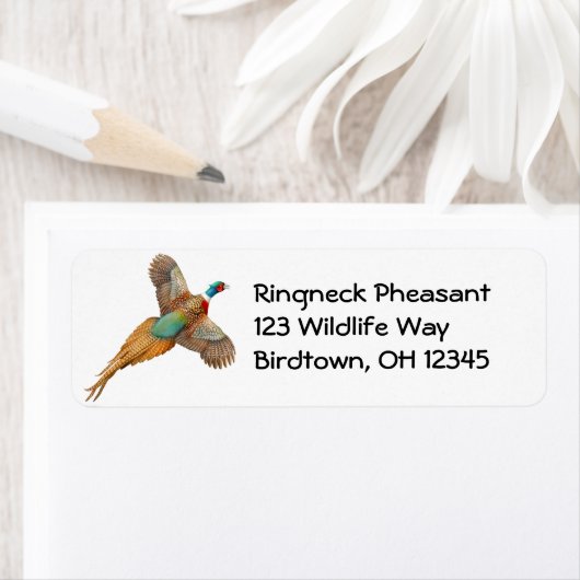 Flying Ring Necked Pheasant Label (Insitu)