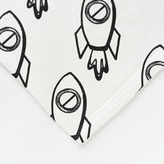 Flying Rocket Sketch-Muster Fleecedecke (Ecke)