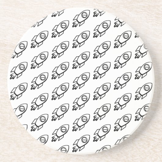 Flying Rocket Sketch-Muster Getränkeuntersetzer (Vorne)