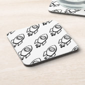 Flying Rocket Sketch-Muster Getränkeuntersetzer (Linke Seite)