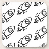 Flying Rocket Sketch-Muster Getränkeuntersetzer (Vorderseite)