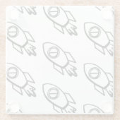 Flying Rocket Sketch-Muster Glasuntersetzer (Rückseite)