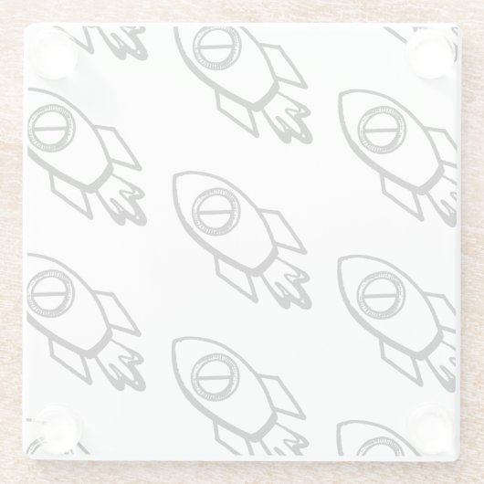 Flying Rocket Sketch-Muster Glasuntersetzer (Rückseite)