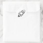 Flying Rocket Sketch Muster Round Sticker (Tasche)
