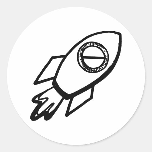 Flying Rocket Sketch Muster Round Sticker (Vorderseite)