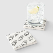 Flying Rocket Sketch-Muster Steinuntersetzer (Seitenansicht)