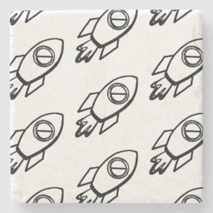 Flying Rocket Sketch-Muster Steinuntersetzer