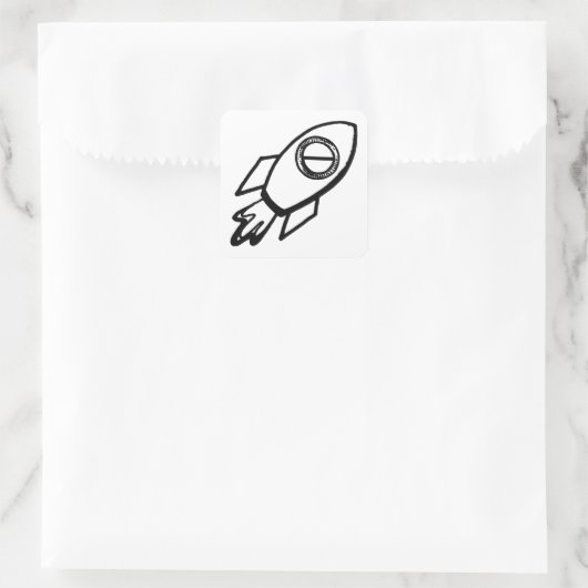 Flying Rocket Sketch Quadratischer Aufkleber (Tasche)