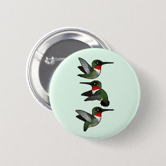 Flying Ruby-throated Hummingbird Button (Vorne & Hinten)
