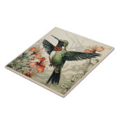 Flying Ruby-Throated Hummingbird Fliese (Seite)