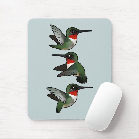 Flying Ruby-throated Hummingbird Mousepad (Mit Mouse)