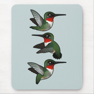 Flying Ruby-throated Hummingbird Mousepad