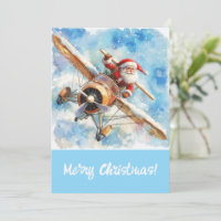 Flying Santa Christmas Card (Santa im Flugzeug)