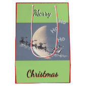 Flying Santa Christmas Gift Bag Mittlere Geschenktüte (Rückseite)