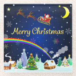 Flying Santa Claus mit Crescent Moon Glasuntersetzer