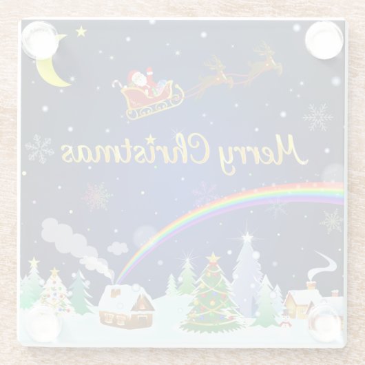 Flying Santa Claus mit Crescent Moon Glasuntersetzer (Rückseite)