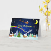 Flying Santa Claus mit Crescent Moon Karte (Gelbe Blume)