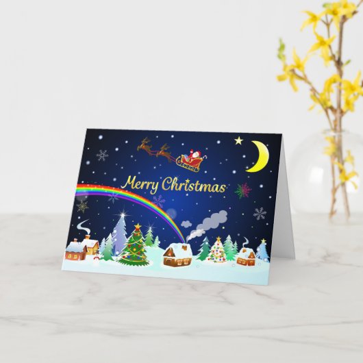 Flying Santa Claus mit Crescent Moon Karte (Gelbe Blume)