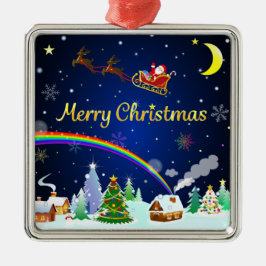 Flying Santa Claus mit Crescent Moon Ornament Aus Metall
