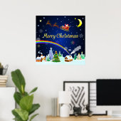 Flying Santa Claus mit Crescent Moon Poster (Heimbüro)