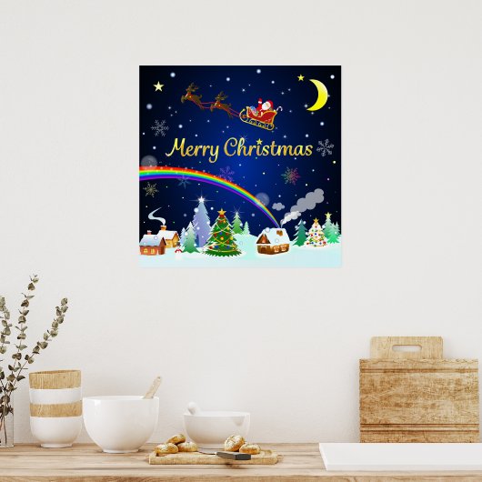 Flying Santa Claus mit Crescent Moon Poster (Küche)