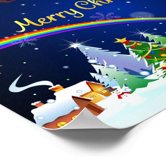 Flying Santa Claus mit Crescent Moon Poster (Ecke)