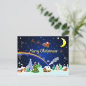 Flying Santa Claus mit Crescent Moon Postkarte (Stehend Vorderseite)