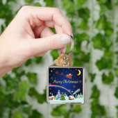 Flying Santa Claus mit Crescent Moon Schlüsselanhänger (Hand)