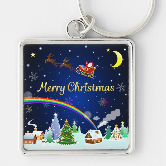 Flying Santa Claus mit Crescent Moon Schlüsselanhänger (Vorne)
