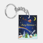 Flying Santa Claus mit Crescent Moon Schlüsselanhänger (Vorderseite links)