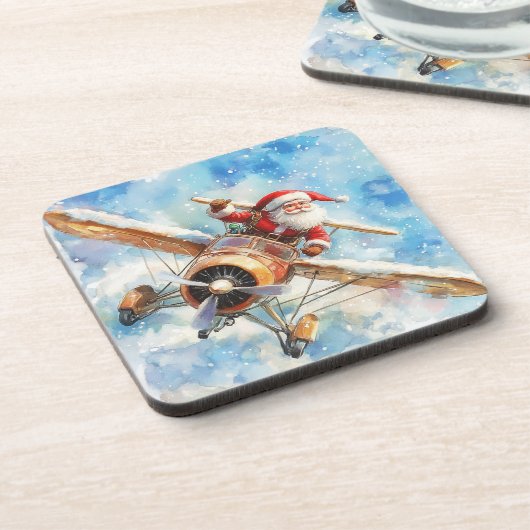 Flying Santa Drinks Coasters Getränkeuntersetzer (Linke Seite)