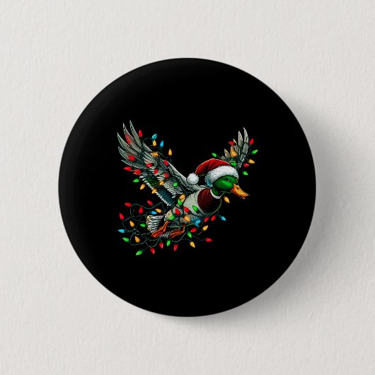 Flying Santa Duck mit Weihnachtslicht Jagd Se Button (Vorderseite)