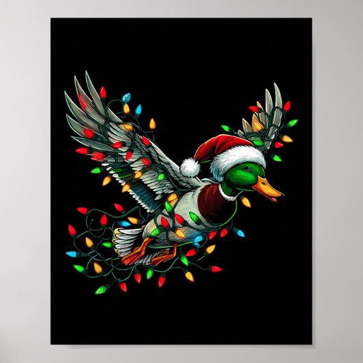 Flying Santa Duck mit Weihnachtslicht Jagd Se Poster (Vorne)