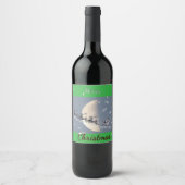 Flying Santa in Reindeer-Sled Christmas Wine Label Weinetikett (Vorderseite)
