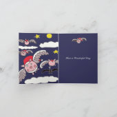 Flying Santa Pig Karte (Innenseite)