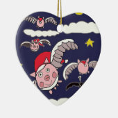 Flying Santa Pig Keramik Ornament (Rechts)