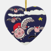 Flying Santa Pig Keramik Ornament (Vorne)